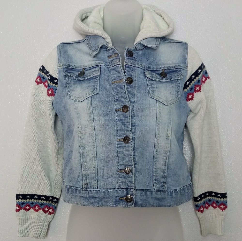 VIGOSS Girls Fuzzy Denim Jacket